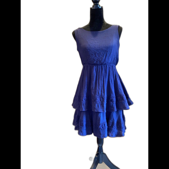 Wrangler Western Dress Size Medium  Navy Sleeveless  Lace Layered Round Neckline - Picture 1 of 7